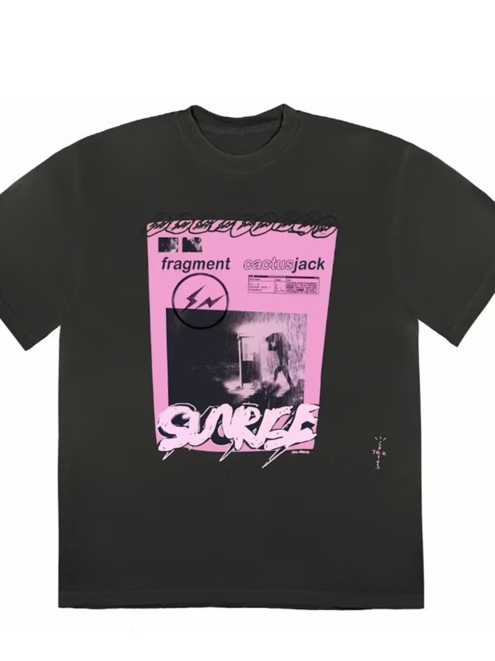 Cactus Jack x Fragment Graphic Tee - Black with Pink Print
